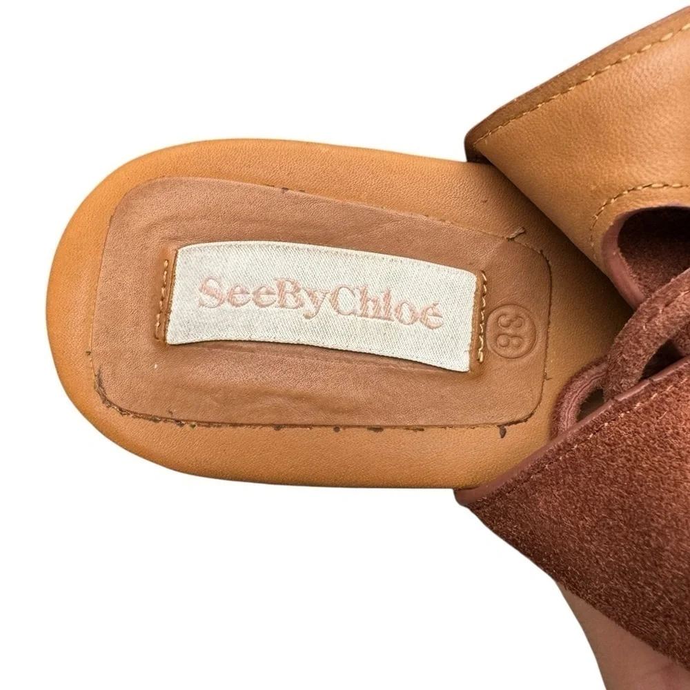 See By Chloe Liana Lace Up Platform Sandals Honey Gum Brown & Gold  Size: 38